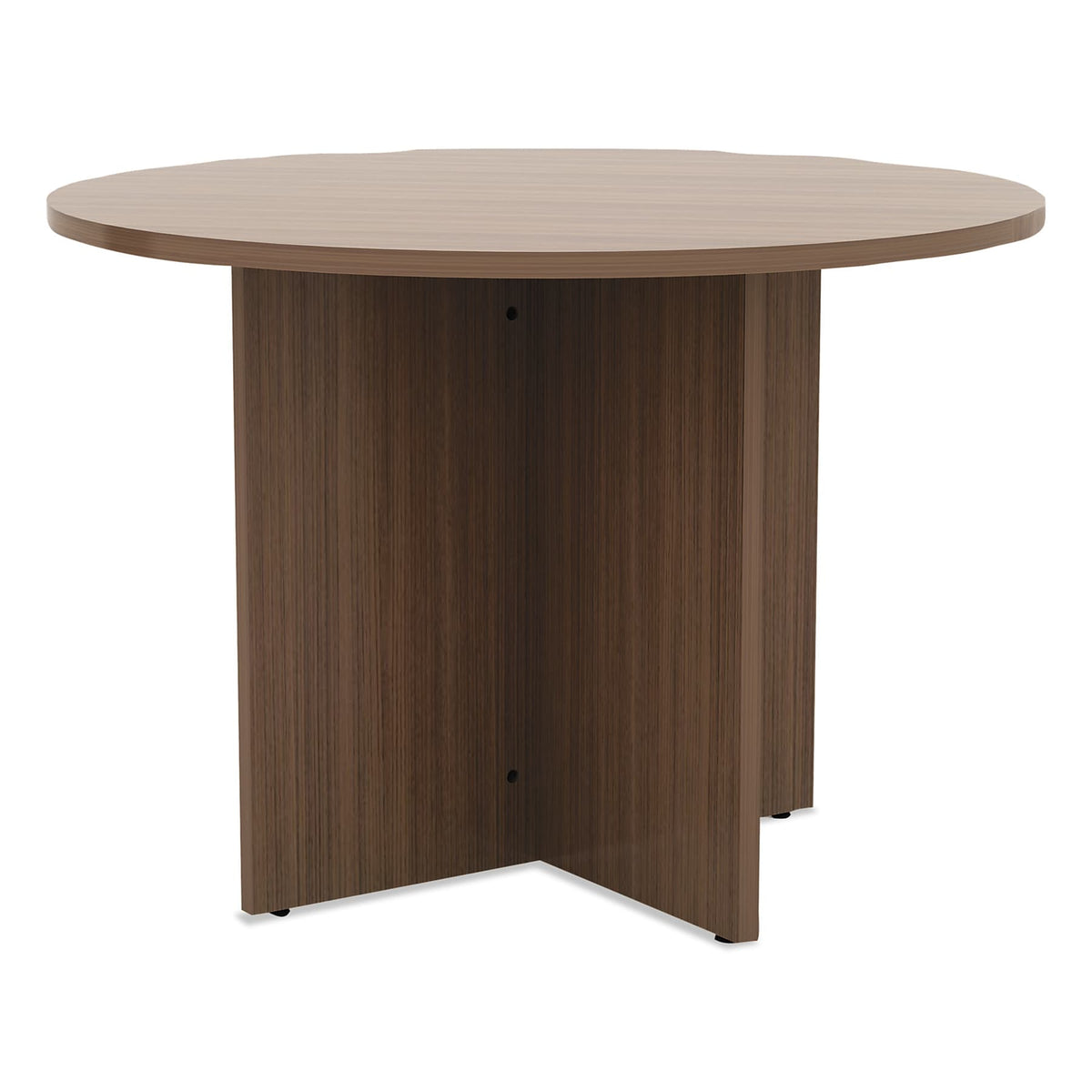 Alera® Valencia Round Conference Table w/Legs, Modern Walnut