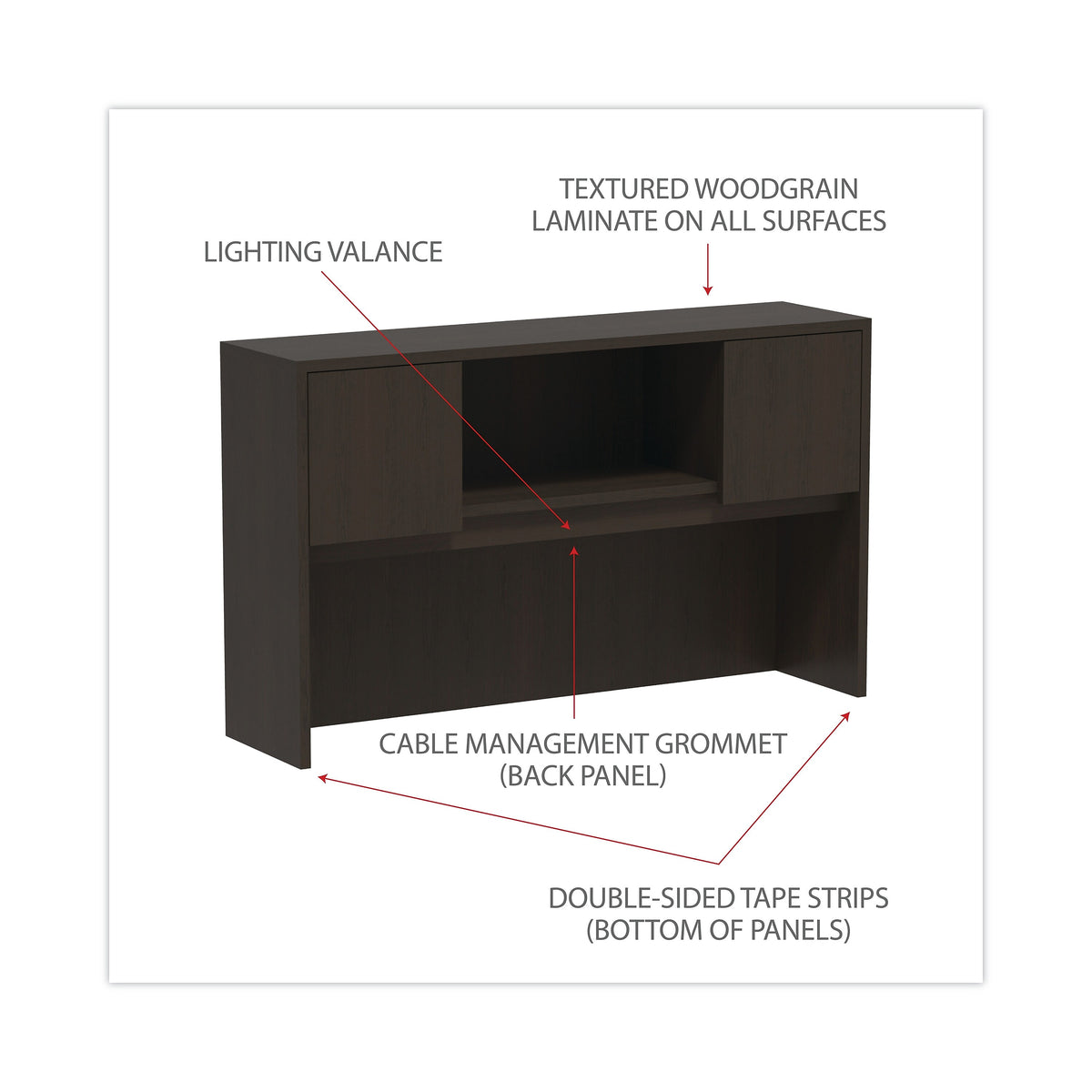 Alera Valencia Series 58 "W Desktop Hutch, Espresso