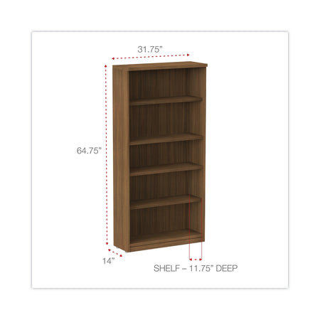 Alera® Valencia Series Bookcase, 5-Shelf, 31-3/4"W, Modern Walnut