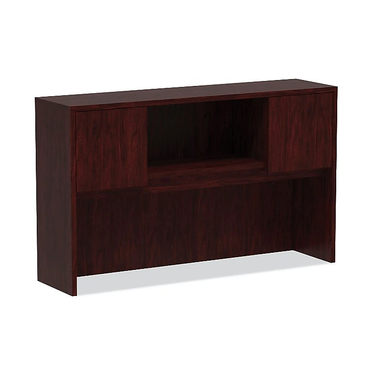 Alera Valencia Series Hutch With Doors, 58 7/8w X 15d X 35 1/2h, Mahogany