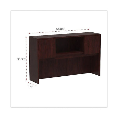 Alera Valencia Series Hutch With Doors, 58 7/8w X 15d X 35 1/2h, Mahogany