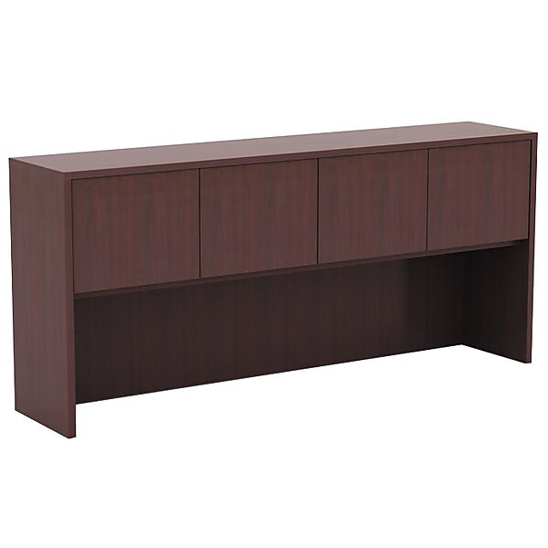 Alera Valencia Series Hutch With Doors, 70 5/8w X 15d X 35 1/2h, Mahogany