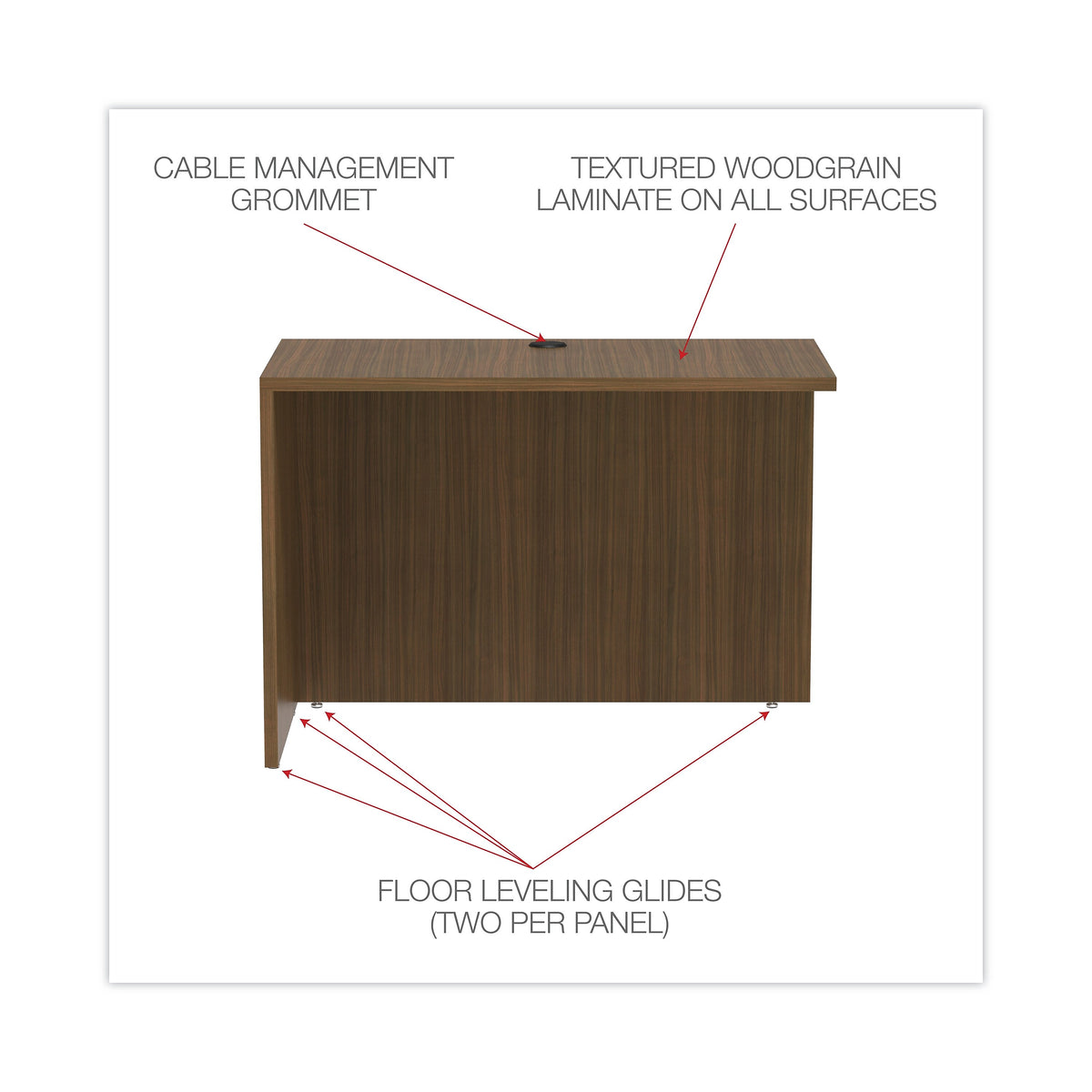 Alera® Valencia Series Reversible Return/Bridge Shell, 42w x 23 5/8d x 29 1/2h, Modern Walnut