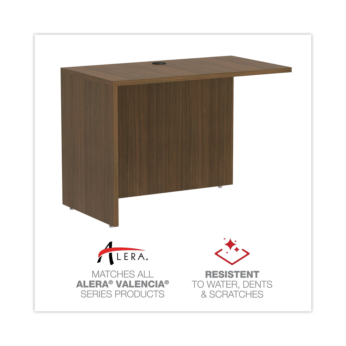 Alera® Valencia Series Reversible Return/Bridge Shell, 42w x 23 5/8d x 29 1/2h, Modern Walnut