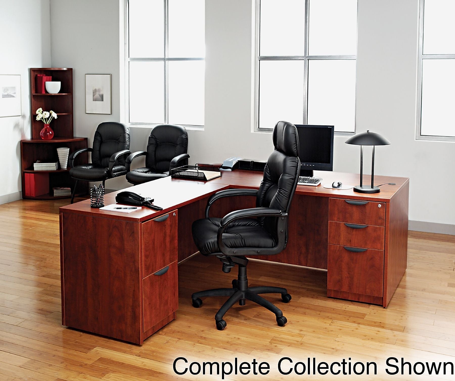 Alera™ Valencia Series U and L Groupings in Medium Cherry, Reversible Return/Bridge Shell, 36