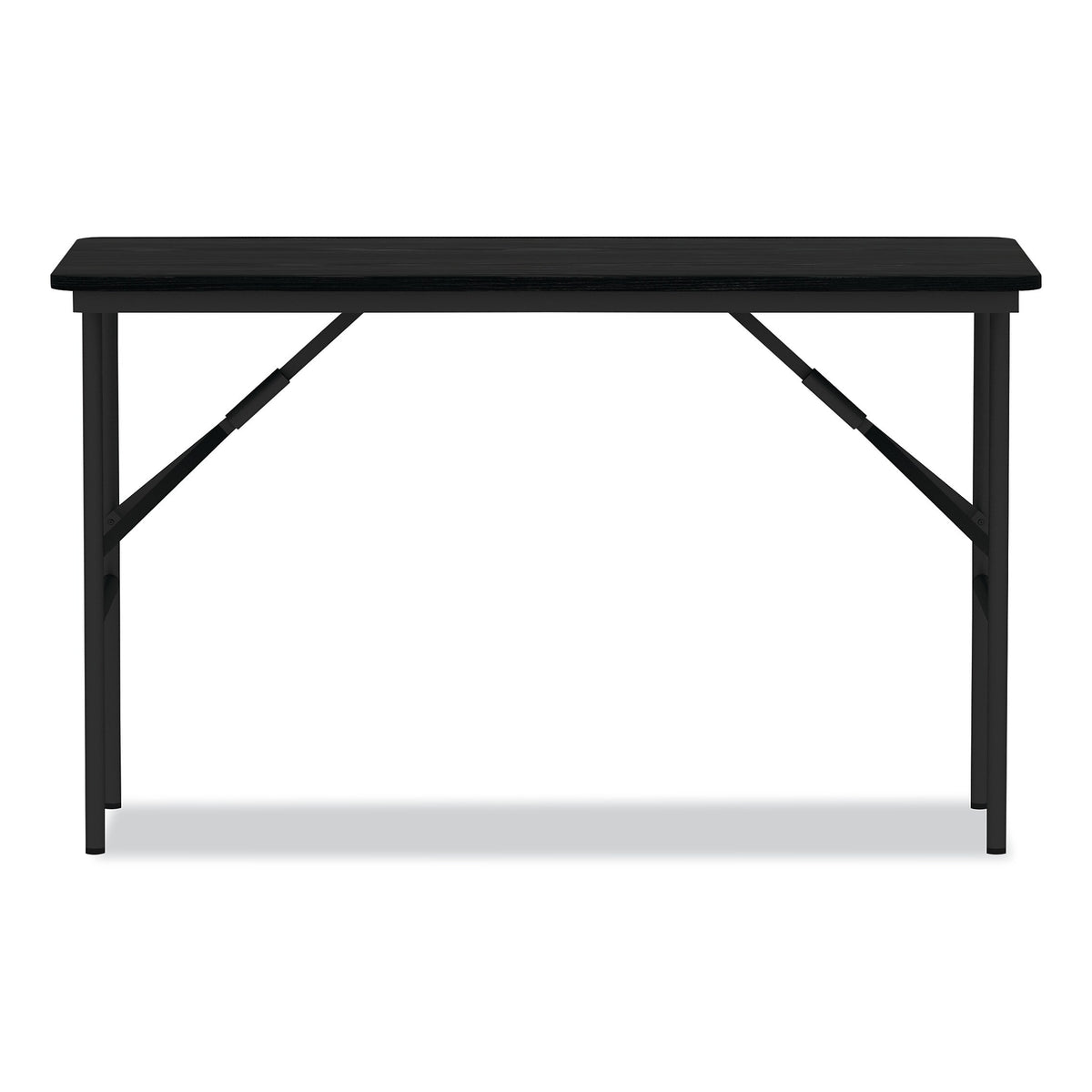 Alera Wood Folding Table, 48"W x 23 7/8"D, Black