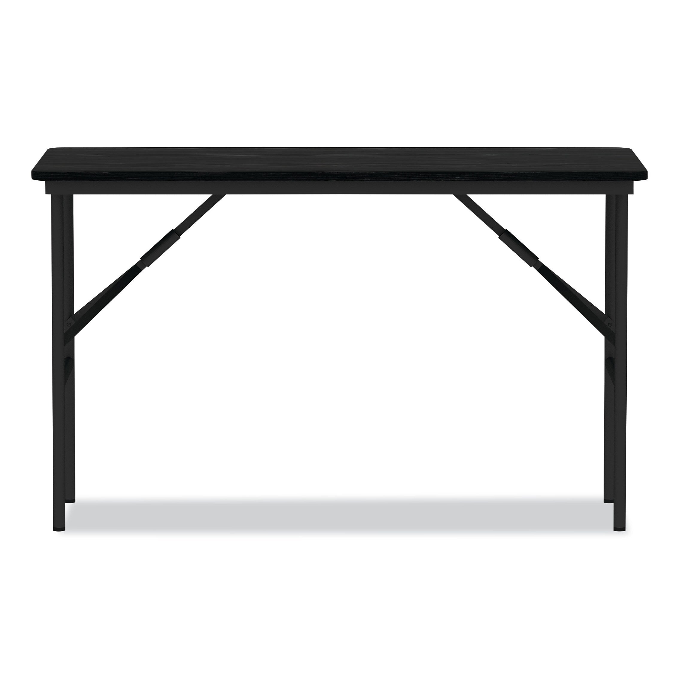 Alera Wood Folding Table, 48"W x 23 7/8"D, Black