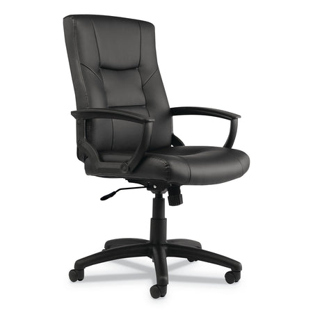 Alera® YR Series Leather High-Back Swivel/Tilt Executive Chair , Black