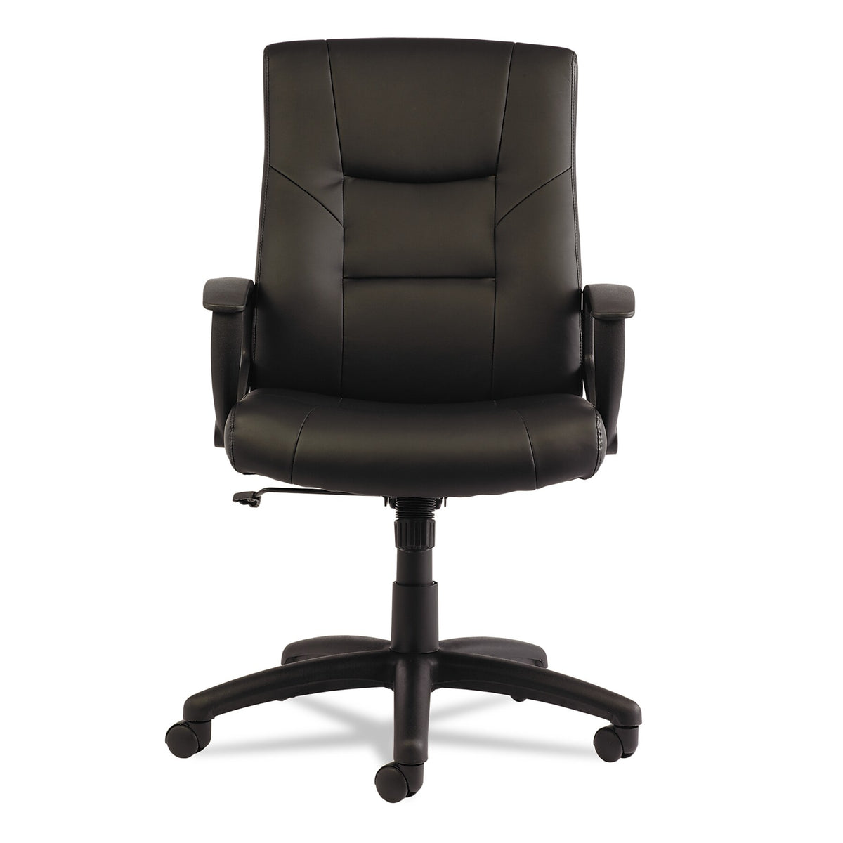 Alera® YR Series Leather High-Back Swivel/Tilt Executive Chair , Black