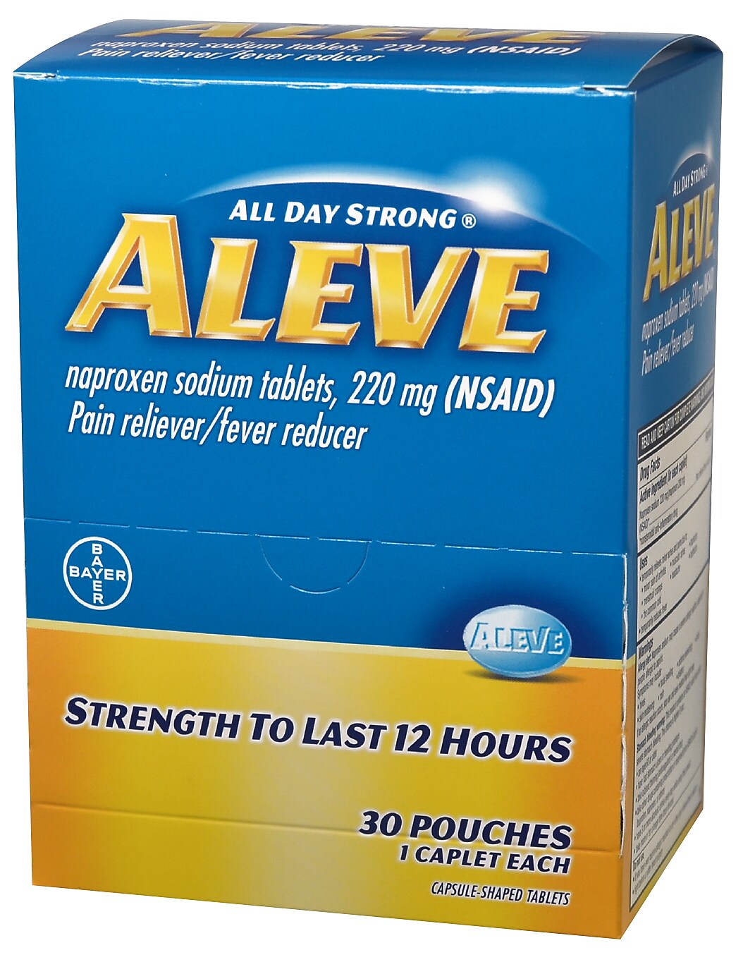 Aleve 220mg Naproxen Caplets, 1/Packet, 30 Packets/Box