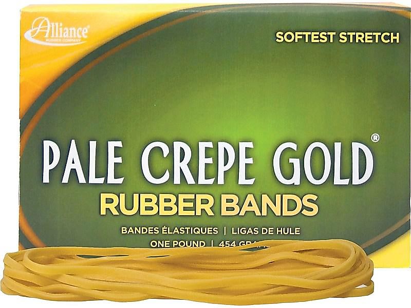 Alliance Pale Crepe Gold Multi-Purpose Rubber Bands, #117B, 1 lb. Box, 300/Box