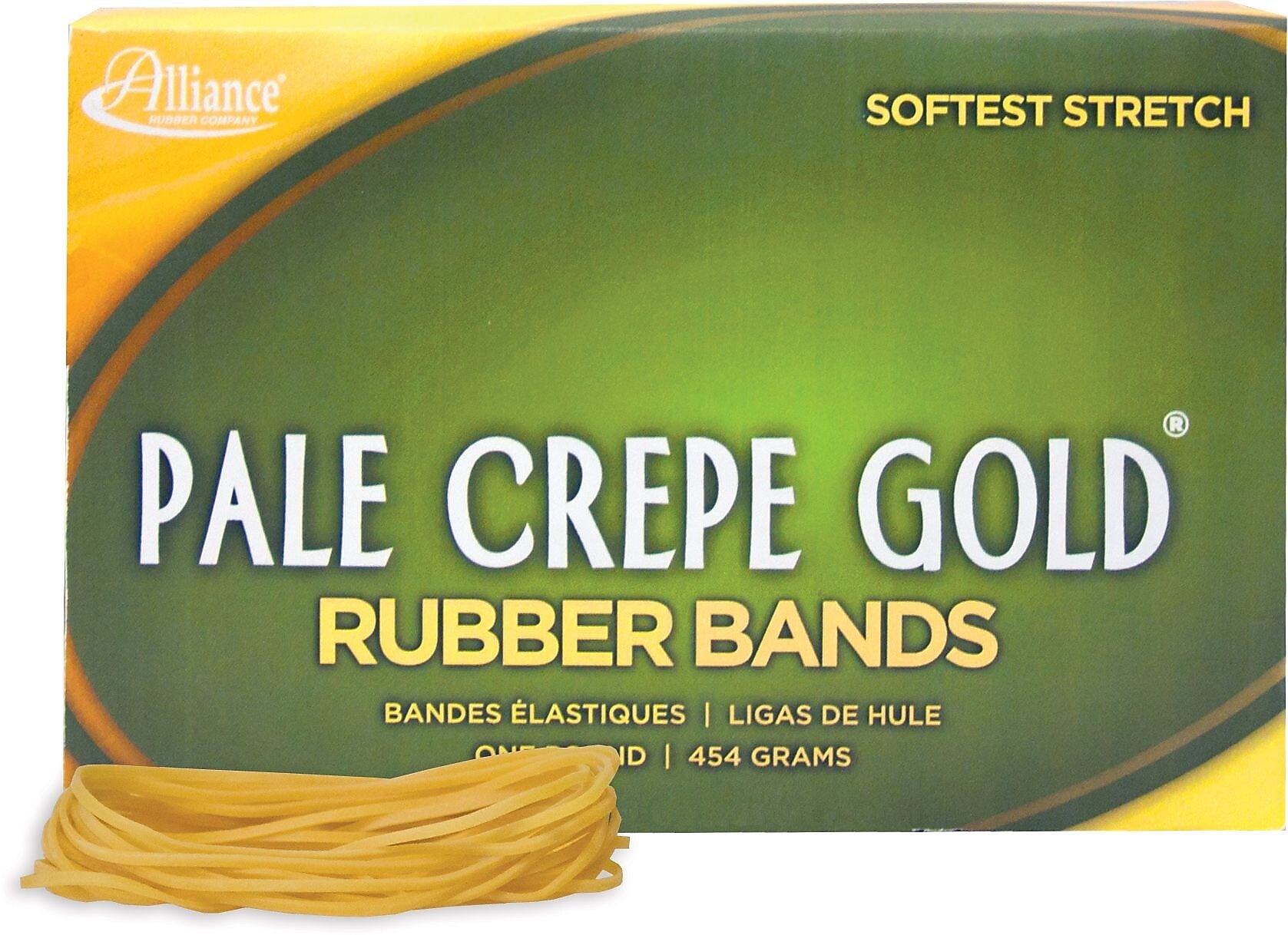 Alliance Rubber Company Pale Crepe Gold Size #19 Rubber Band, 3.5