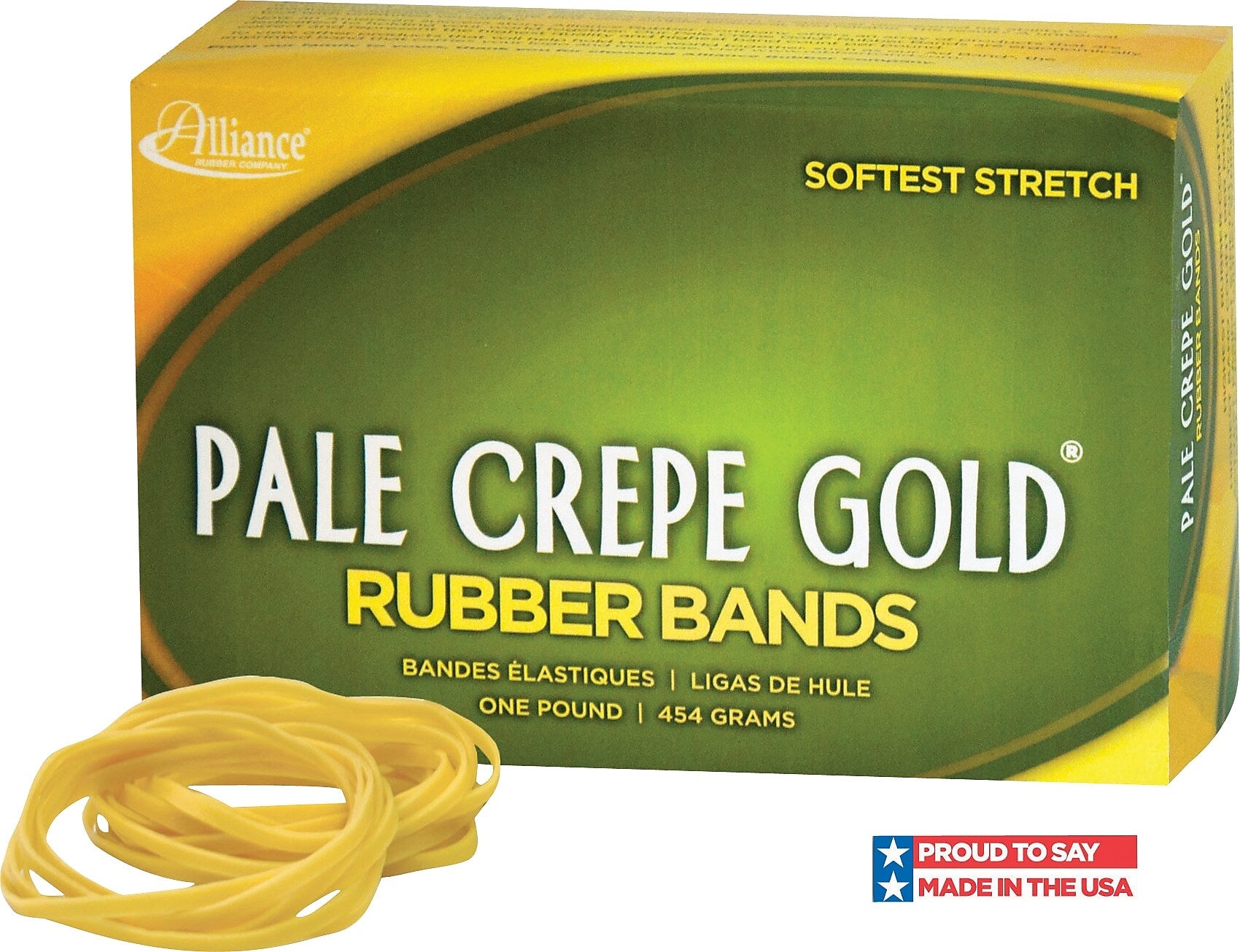 Alliance Rubber Company Pale Crepe Gold Size #19 Rubber Band, 3.5
