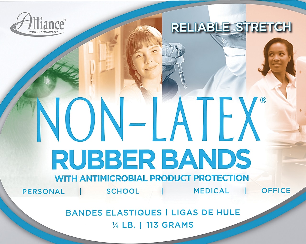 Alliance Rubber Non-Latex Premium Rubber Bands, #54 Box, Cyan Blue