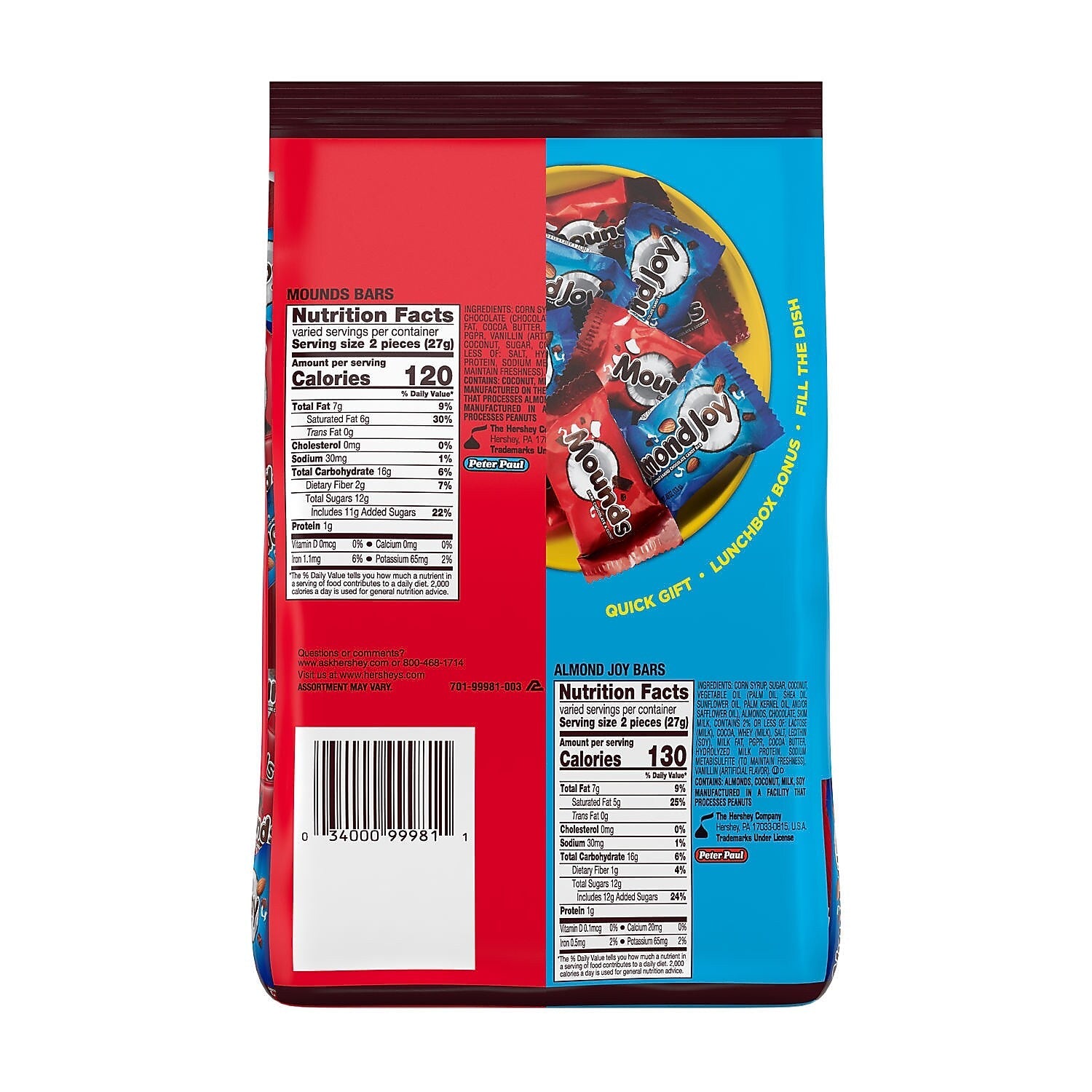 ALMOND JOY & MOUNDS Assorted Flavored Candy Party Pack, 32.1 oz