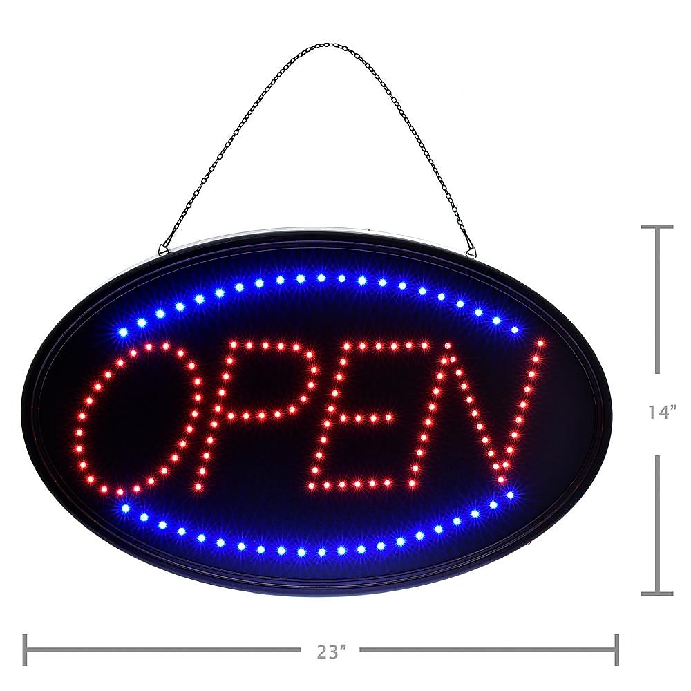 Alpine Industries 23 in. x 14 in. LED Oval Open Sign, 2 Pack