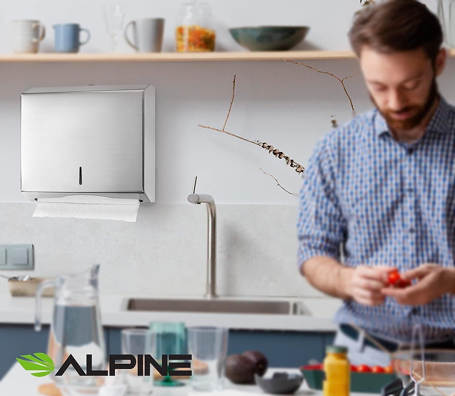 Alpine Industries Centerpull Paper Towel Dispenser, Stainless Steel, 2/Pack