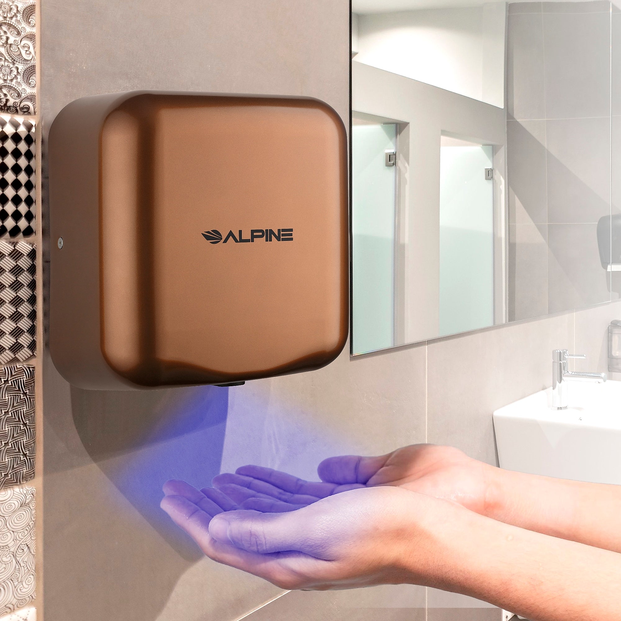 Alpine Industries Hemlock 110/120V Automatic Hand Dryer, Copper
