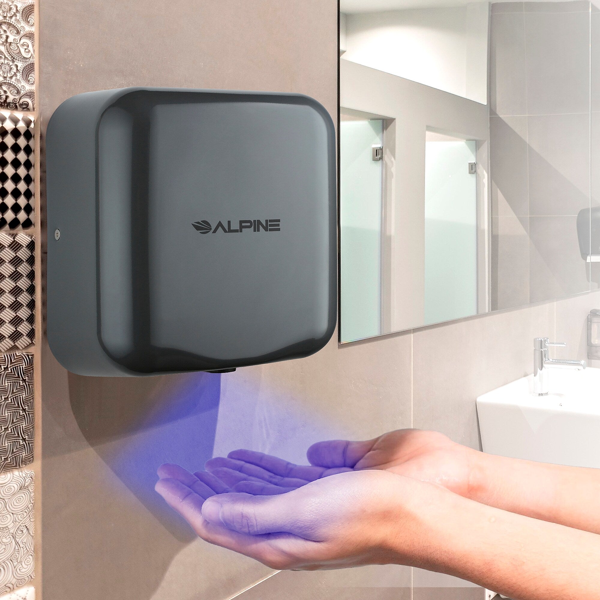 Alpine Industries Hemlock 110/120V Automatic Hand Dryer, Gray
