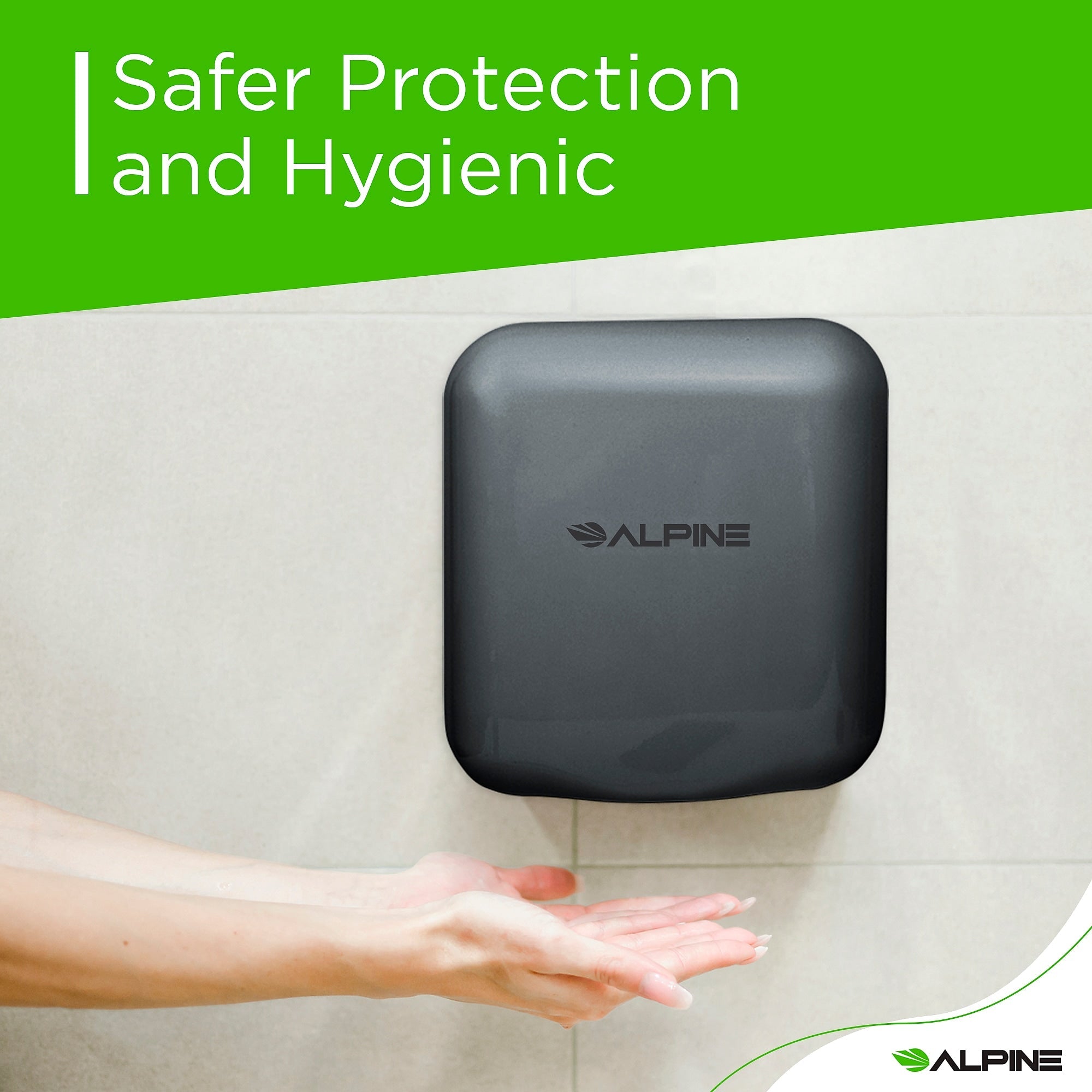 Alpine Industries Hemlock 110/120V Automatic Hand Dryer, Gray