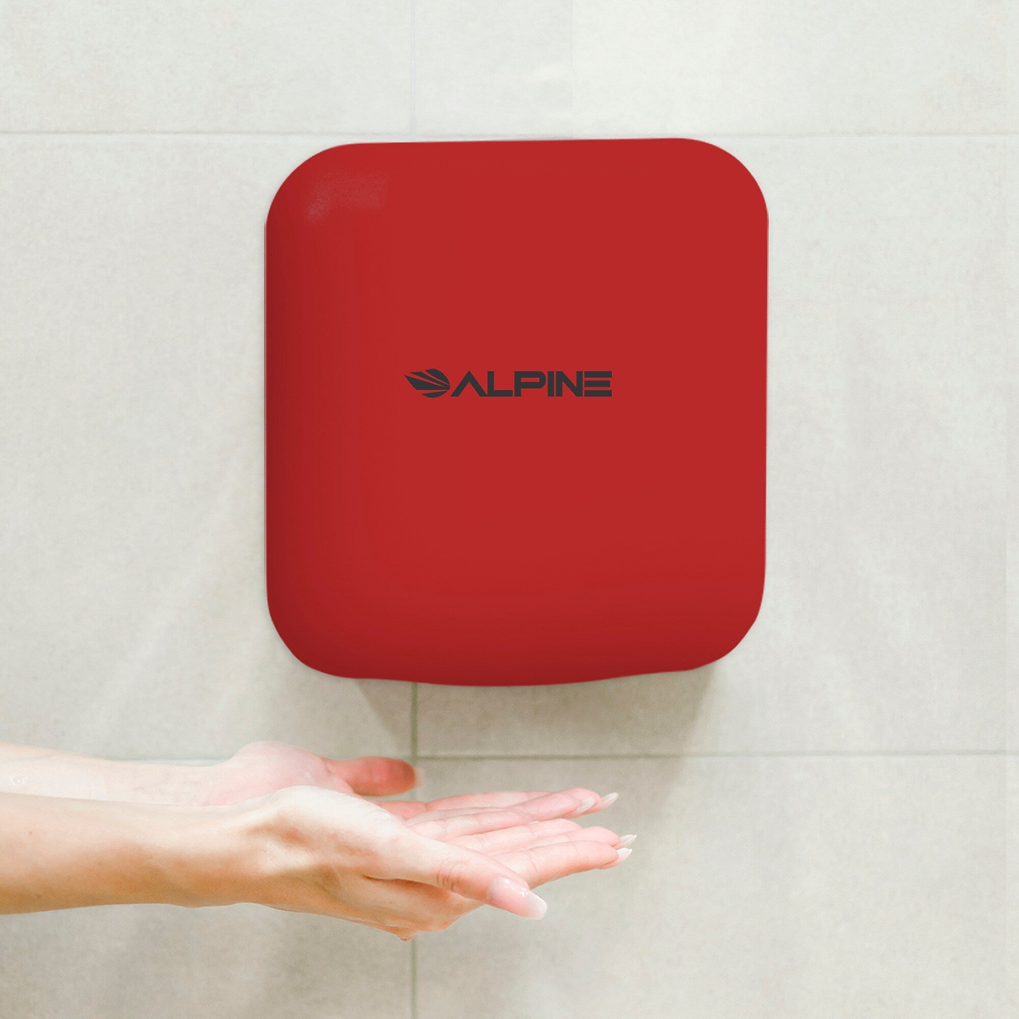 Alpine Industries Hemlock 110/120V Automatic Hand Dryer, Red