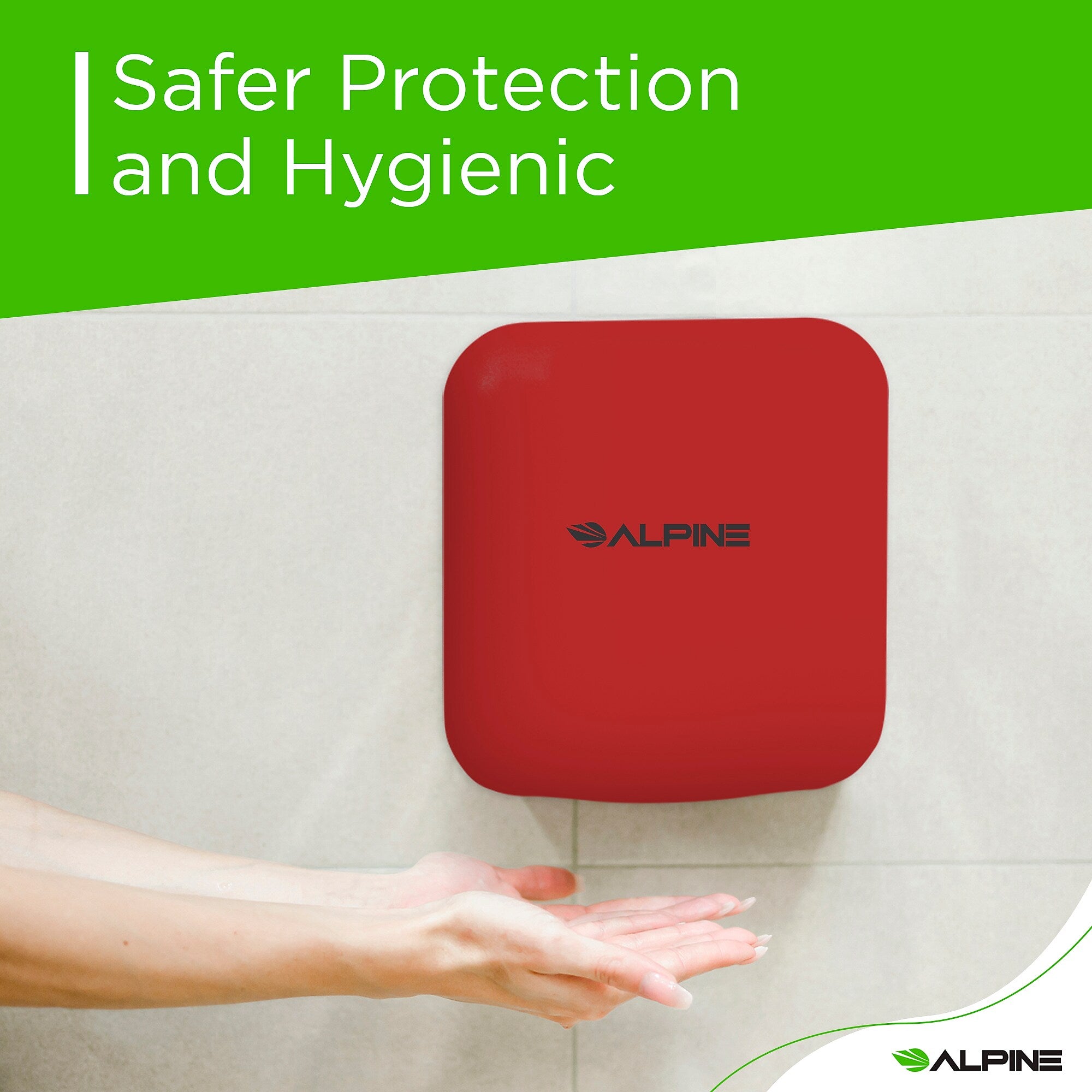 Alpine Industries Hemlock 110/120V Automatic Hand Dryer, Red