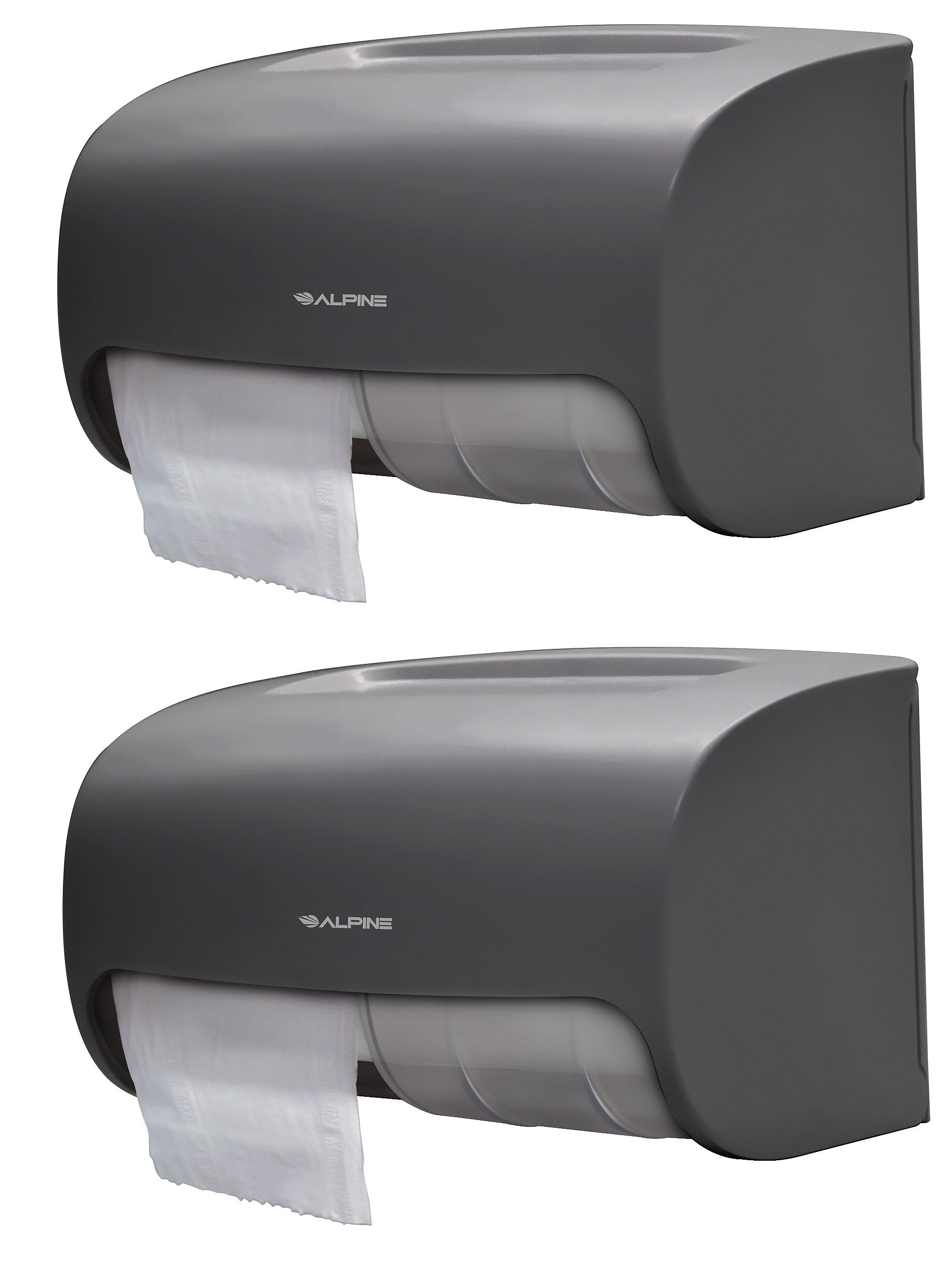 Alpine Industries Side-by-Side Double Roll Toilet Tissue Dispenser, Gray, 2/Pack