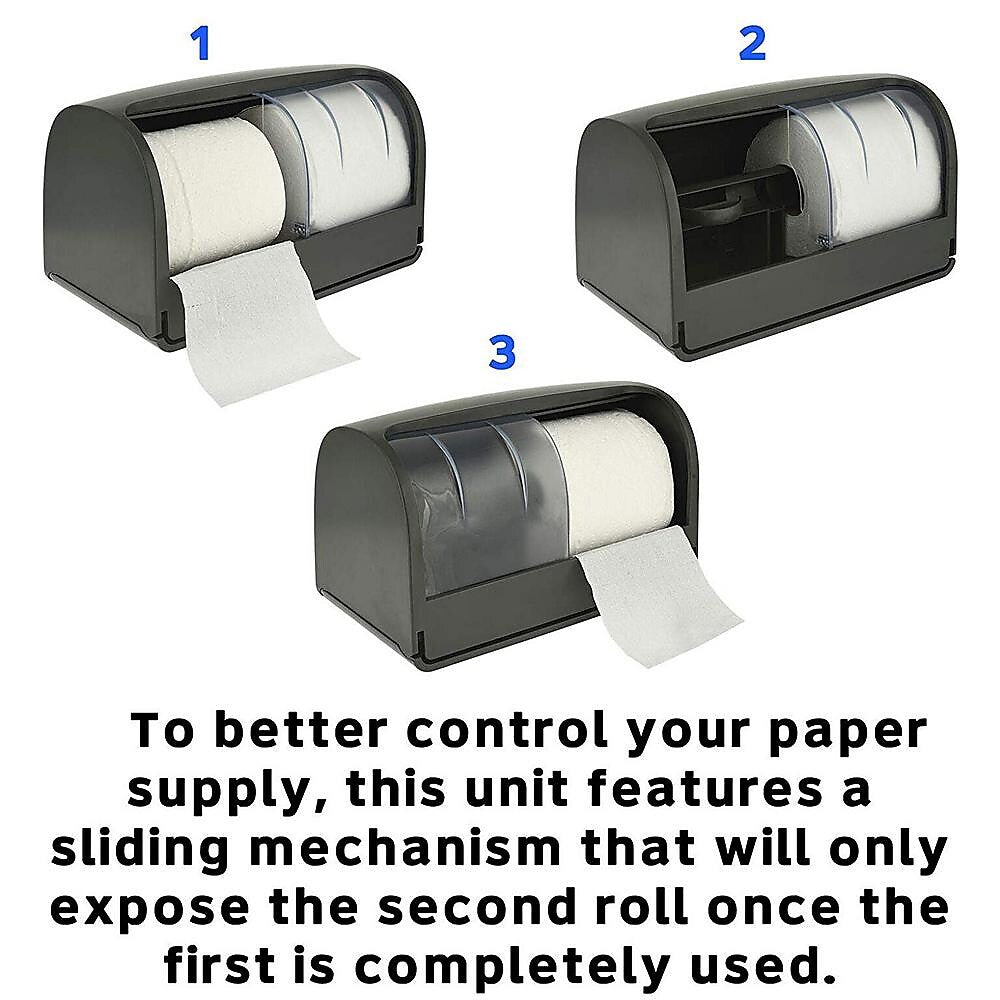 Alpine Industries Side-by-Side Double Roll Toilet Tissue Dispenser, Gray, 2/Pack
