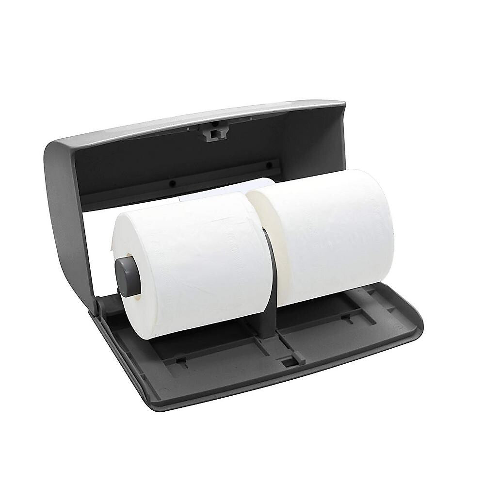 Alpine Industries Side-by-Side Double Roll Toilet Tissue Dispenser, Gray, 2/Pack