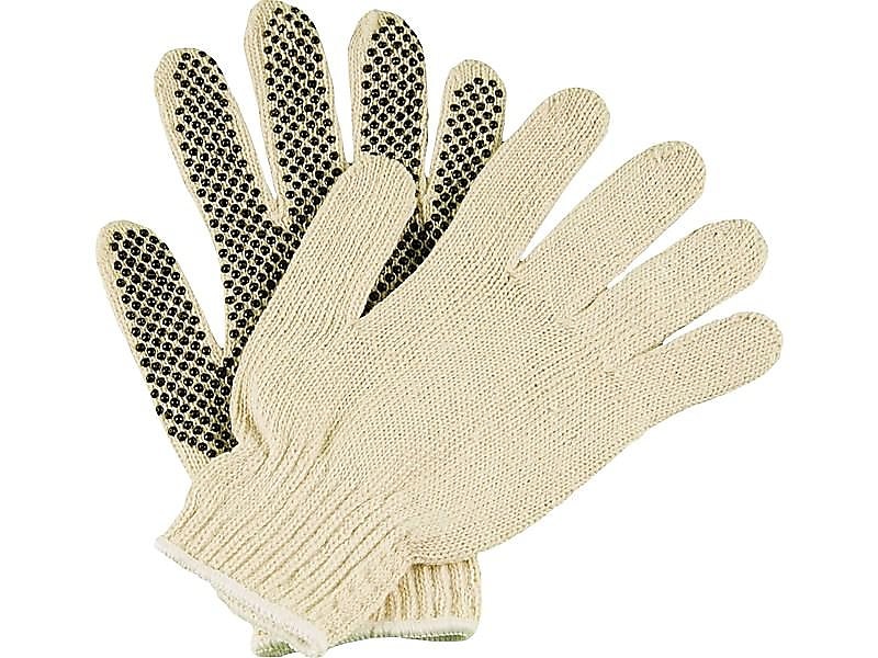 Ambitex Pro 1-Sided Dotted String Knit Cotton Gloves, Natural White, Dozen