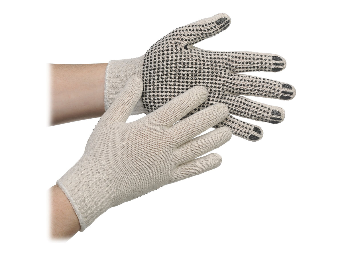 Ambitex Pro 1-Sided Dotted String Knit Cotton Gloves, Natural White, Dozen