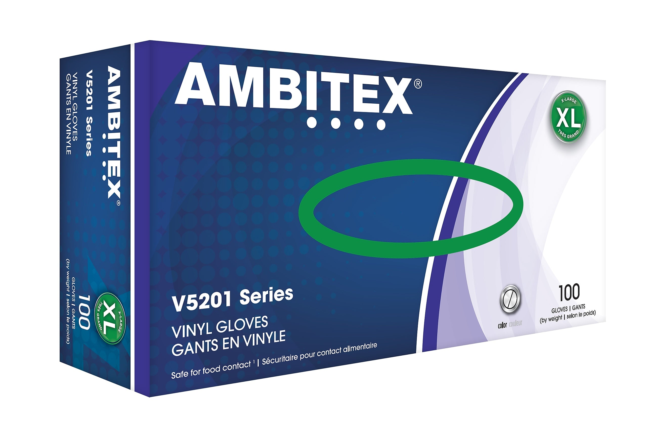 Ambitex V5201 Series Vinyl Food Service Gloves, Extra Large, Disposable, 100/Box