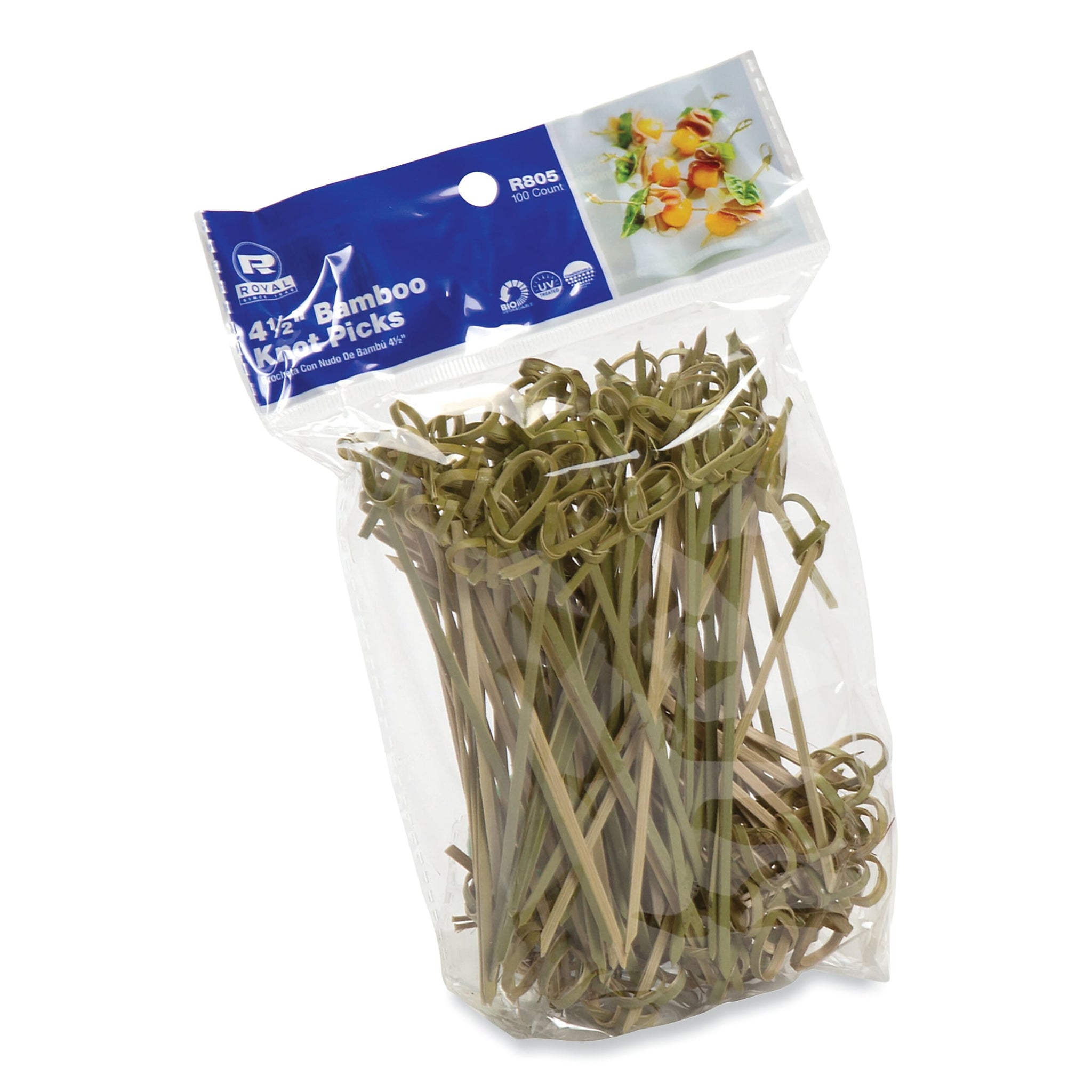 AmerCareRoyal Knotted Bamboo Pick, Natural, 4.5