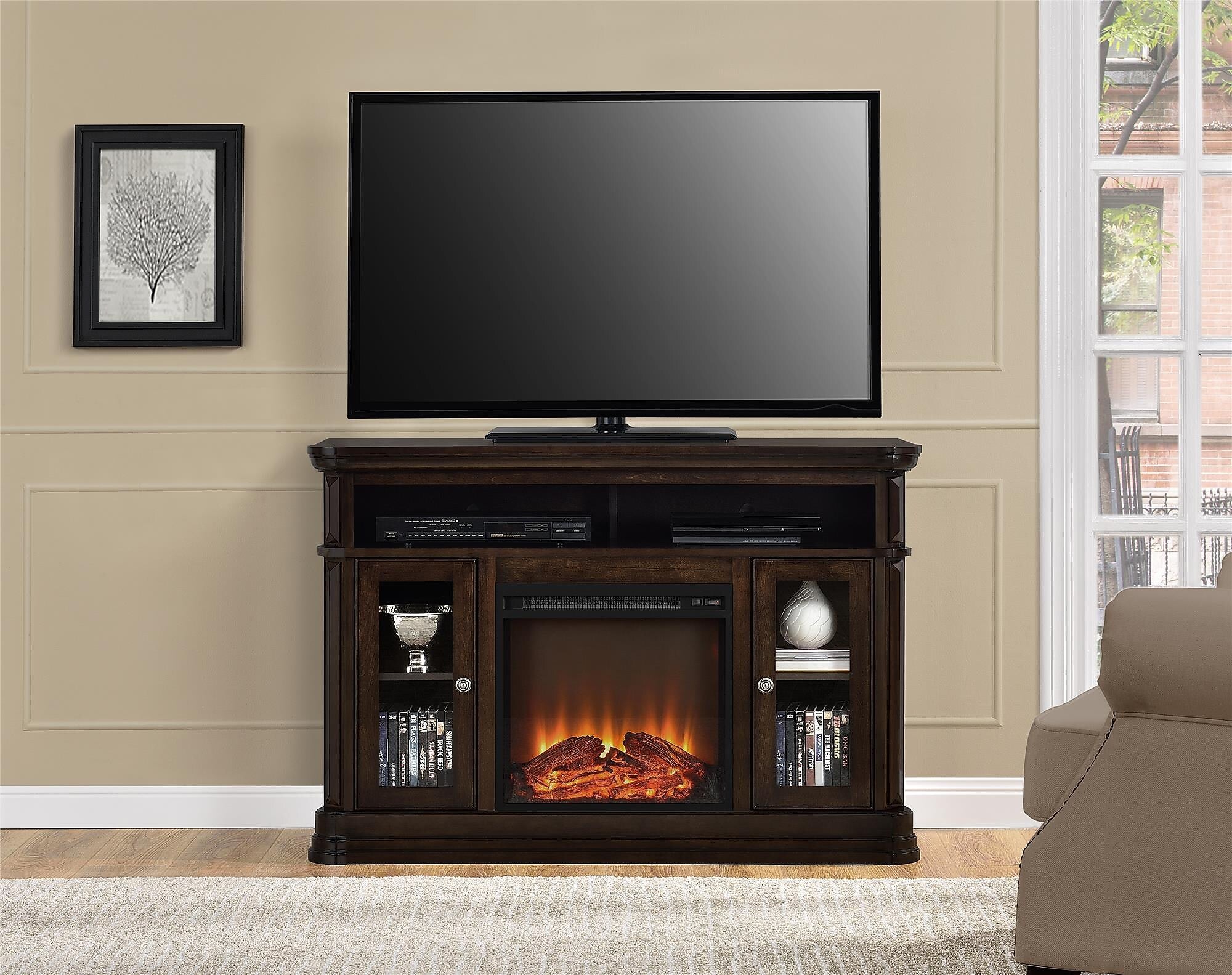 Ameriwood Brooklyn Fireplace TV Stand, Screens up to 50