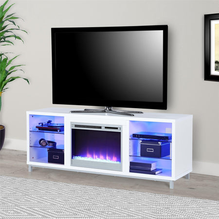 Ameriwood Fireplace TV Stand, Screens up to 70", White