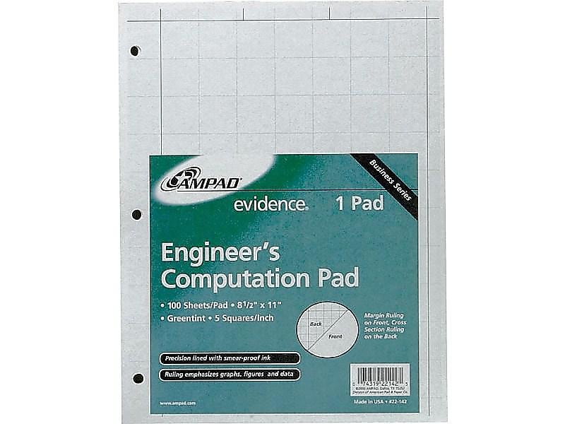 Ampad Engineering Computation Notepad, 8.5