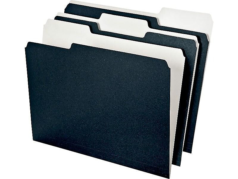 Ampad Envirotec 100% Recycled File Folders, 3 Tab, Letter Size, Black, 50/Pack