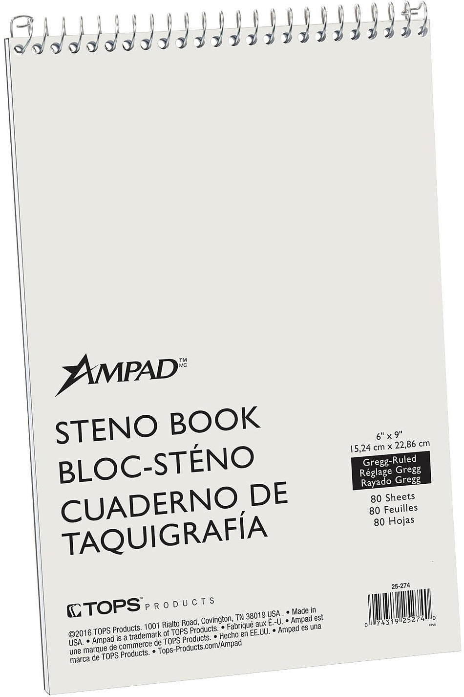 Ampad Steno Books, 6" x 9", Gregg Ruled, Greentint, 80 Sheets/Pad, 72 Pads/Carton