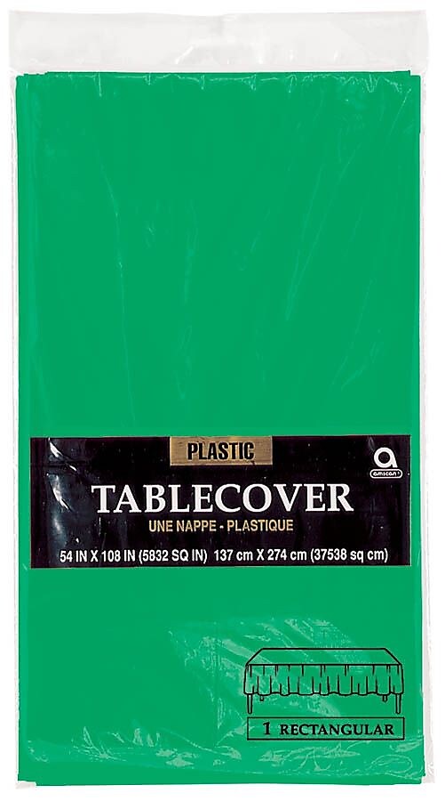 Amscan 54" x 108", Green Plastic Tablecover, 12/Pack