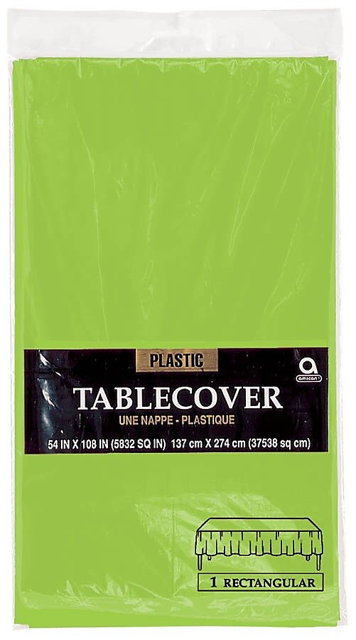 Amscan 54" x 108" Kiwi Plastic Tablecover, 12/Pack