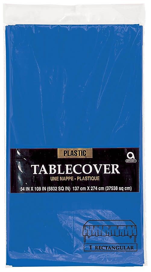 Amscan 54" x 108" Royal Blue Plastic Tablecover, 12/Pack