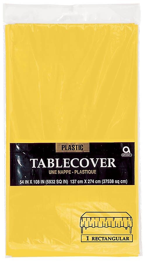 Amscan 54" x 108" Sunshine Plastic Tablecover, 12/Pack