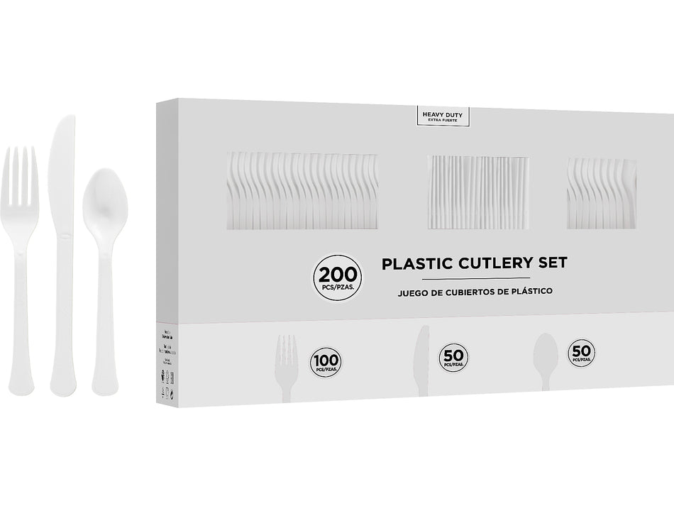 Amscan Plastic Cutlery Assortment, Heavyweight, Clear, 200/Pack