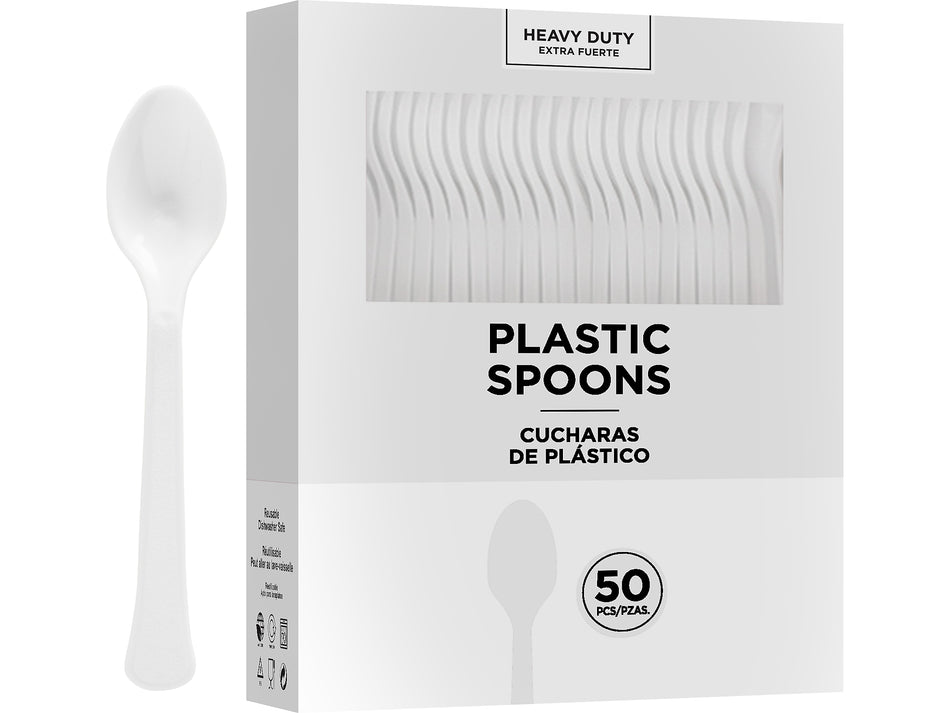 Amscan Plastic Spoon, Heavyweight, Clear, 50/Pack, 3 Packs/Carton