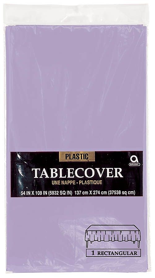 Amscan Plastic Tablecover, 54" x 108", Lavender, 12/Pack