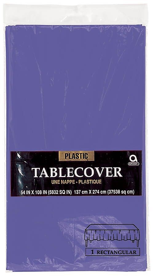 Amscan Plastic Tablecover, 54" x 108", Purple, 12/Pack