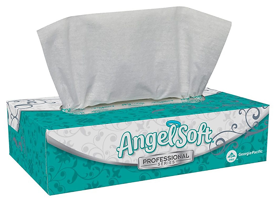 Angel Soft Professional Series Facial Tissue, 2-Ply, White, Flat Box, 100 Sheets/Box, 1 Box/Pack