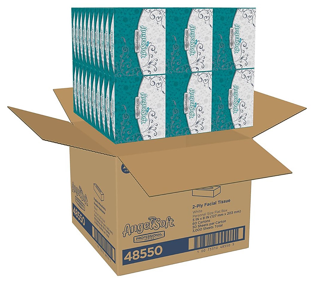 Angel Soft Professional Series Standard Facial Tissue, 2-Ply, 50 Sheets/Box, 60/Carton