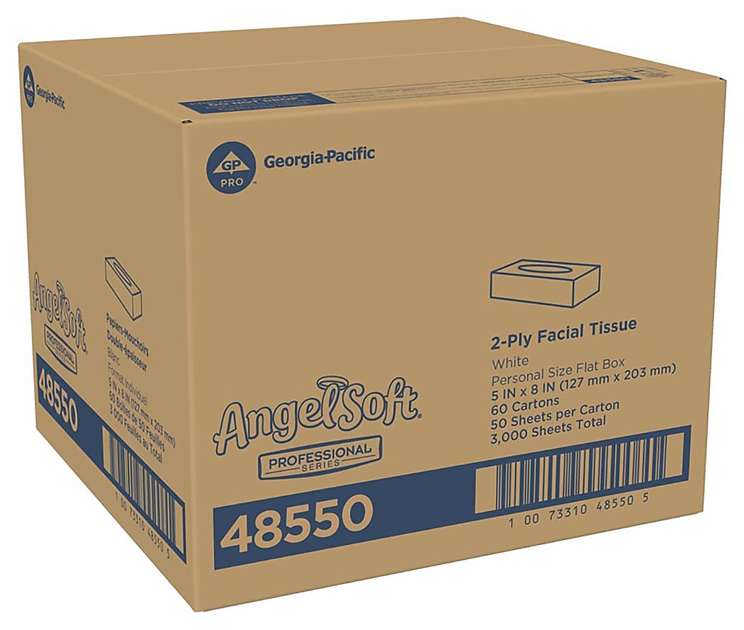 Angel Soft Professional Series Standard Facial Tissue, 2-Ply, 50 Sheets/Box, 60/Carton