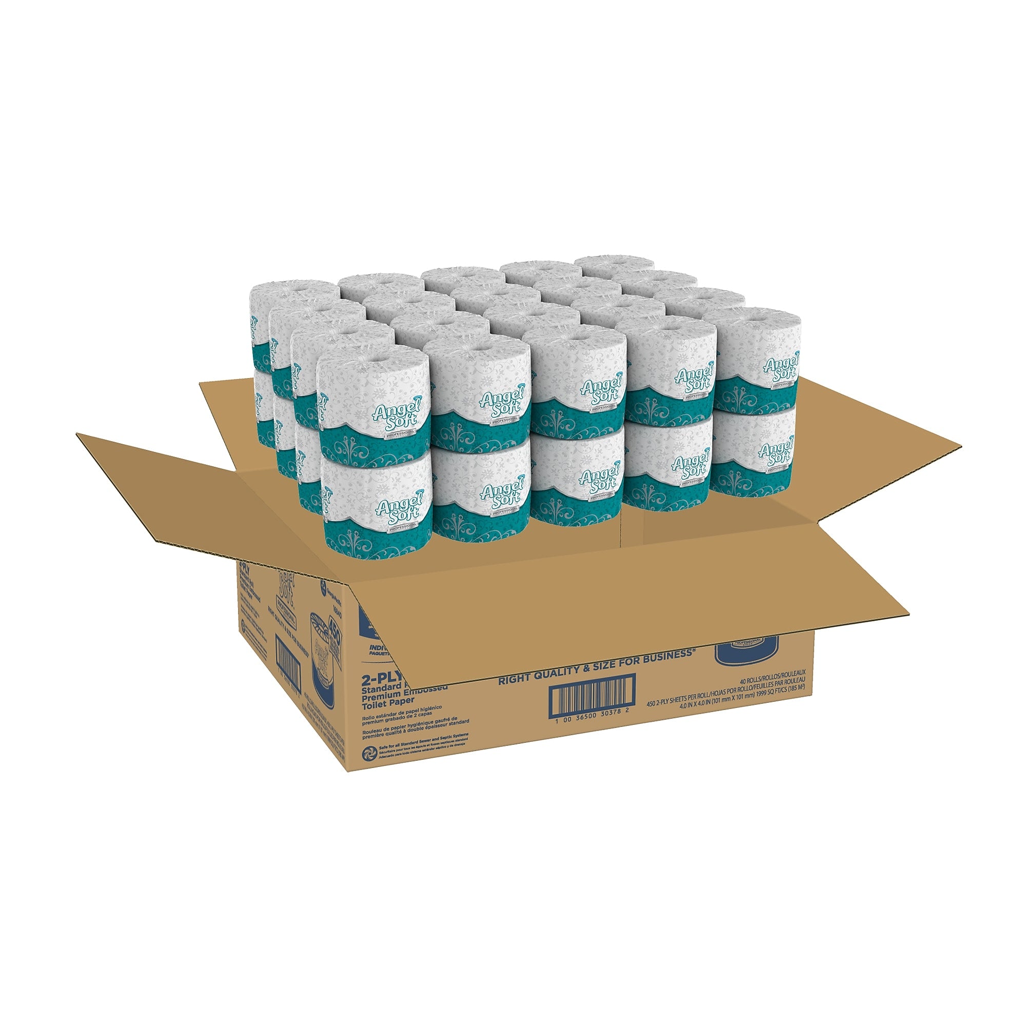 Angel Soft Professional Series Standard Toilet Paper, 2-Ply, White, 450 Sheets/Roll, 40 Rolls/Carton